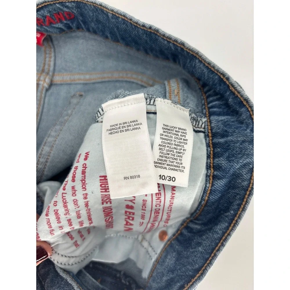 Lucky Brand Mom High Rise Short Womens 10/30 Blue Distressed Denim‎ Frayed Hem